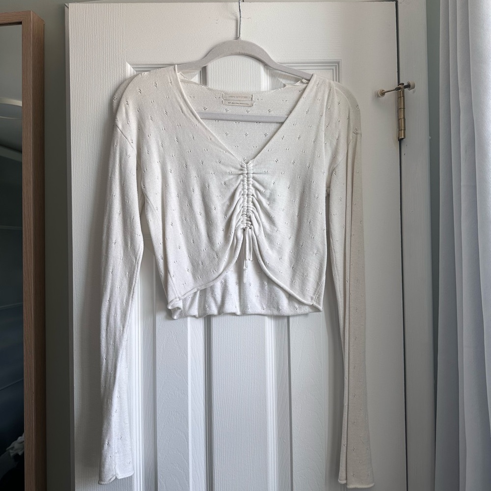 Urban Outfitters White Long Sleeve Crop Top